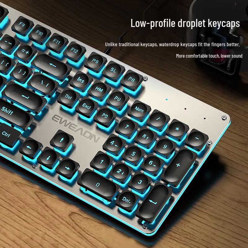 EWEADN GX710 Silent Wired Gaming Keyboard & Mouse Set with Orange Backlight