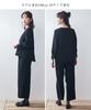 Черная официальная одежда Изготовлена из японской ткани, стирающаяся блузка с манжетами на рукавах, широкие брюки, доступны большие размеры. Черный цвет M [Nissen] [Траурная одежда/официальная одежда]