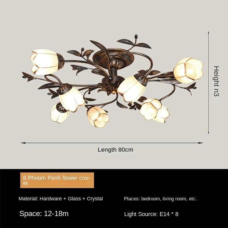 Потолочный светильник в деревенском стиле с железным цветком и травой для гостиной, спальни, столовой, светильника
