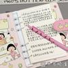 A6 45Page Chibi Maruko-Chan Leather Waterproof Underline Notebook Magnetic Snap Button Detachable Loose-Leaf Friend Holiday Gift