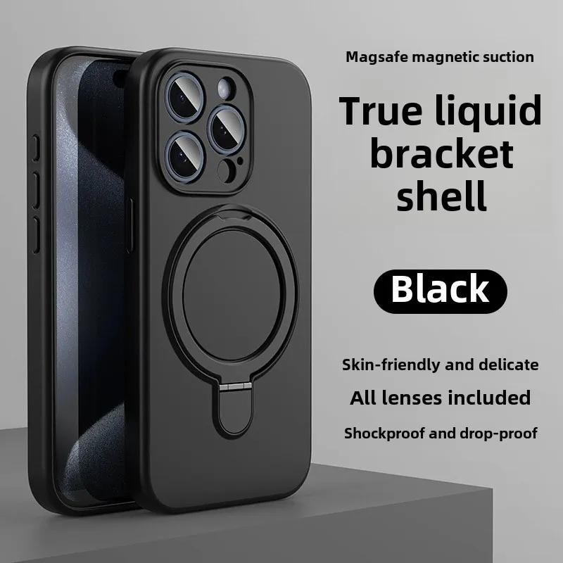 Чехол-подставка с магнитным кольцом из жидкого силикона для Magsafe IPhone 17 Air 16 15 14 13 12 Pro Max Plus 17Pro Mag Safe Чехол для телефона