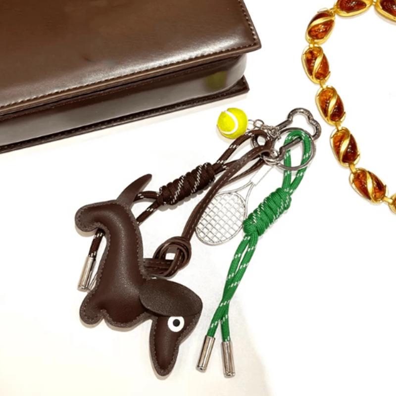 Leather Dachshund Macrame Keychain: Exquisite Puppy Bag Charm by Ruth's Style