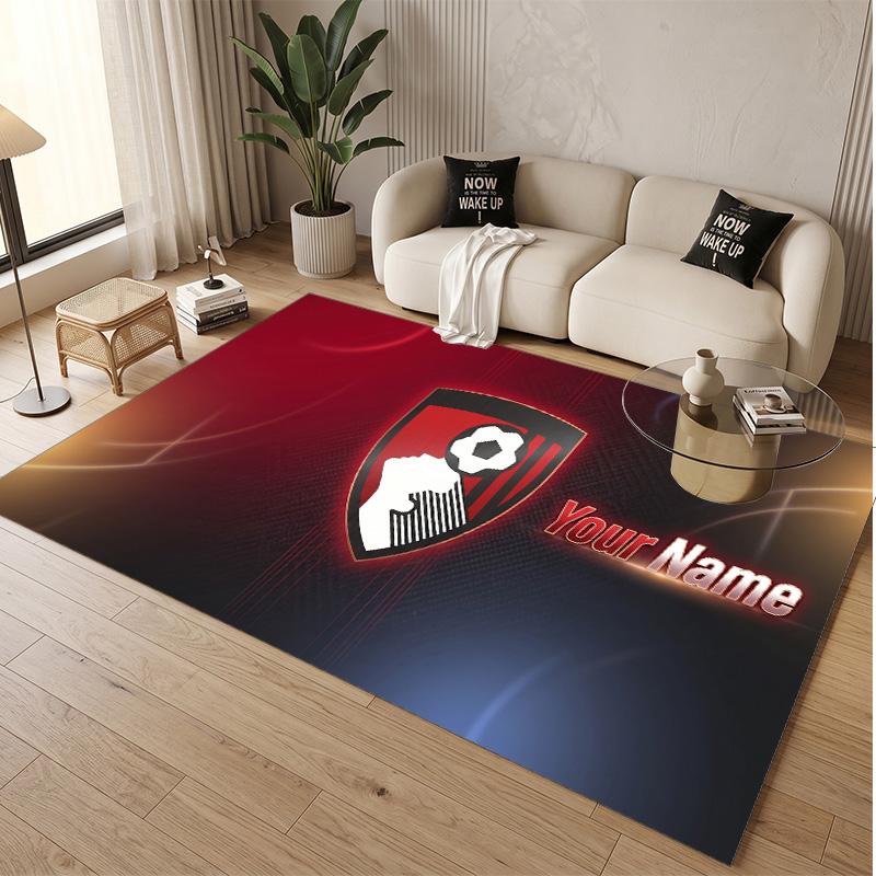 Personalized Crystal Velvet Carpet Bournemouth Football Pattern Non Slip Floor Rug