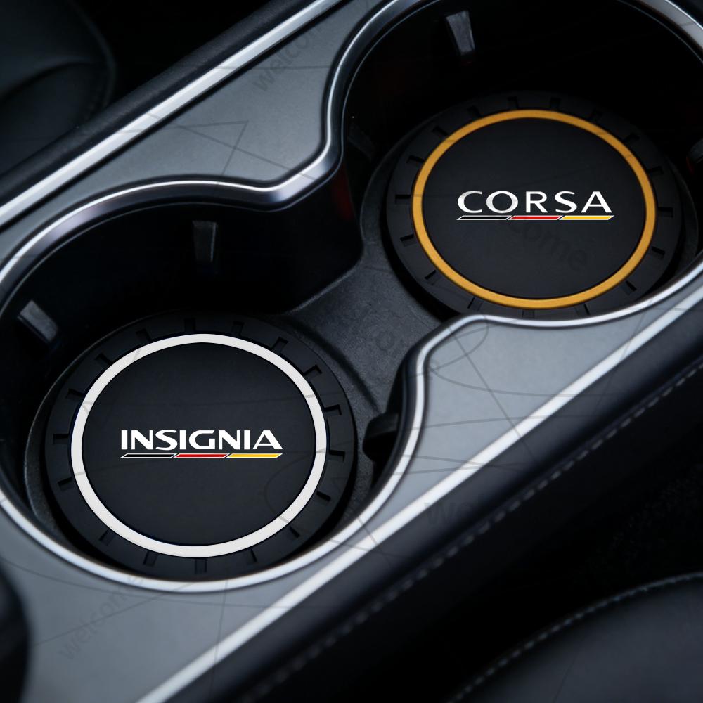 2pcs PVC For Opel Corsa Insignia LOGO OPC Line GTC Vauxhall Car Coaster Water Cup Anti-Slip Silicone Pads Interior Decoration