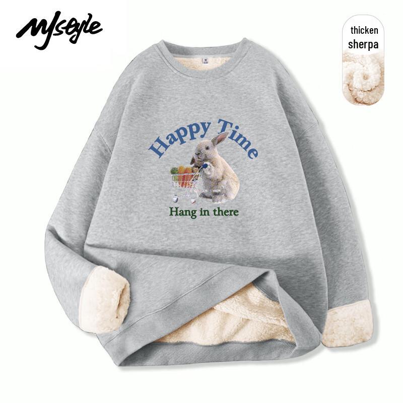 MJ STYLE Women's Lamb Fleece Round Neck Sweatshirt