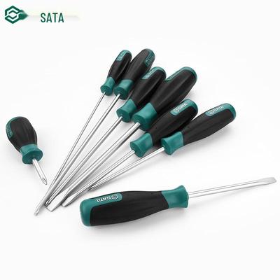 Бытовая отвертка SATA T-серии с крестовым/плоским шлицем, Сверхтвердая S2, Длинный инструмент, Модель 63402