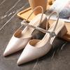 Temperament Versatile Light Mouth Single Shoes Pointed Solid Color Thick Heel Women's Shoes Silver