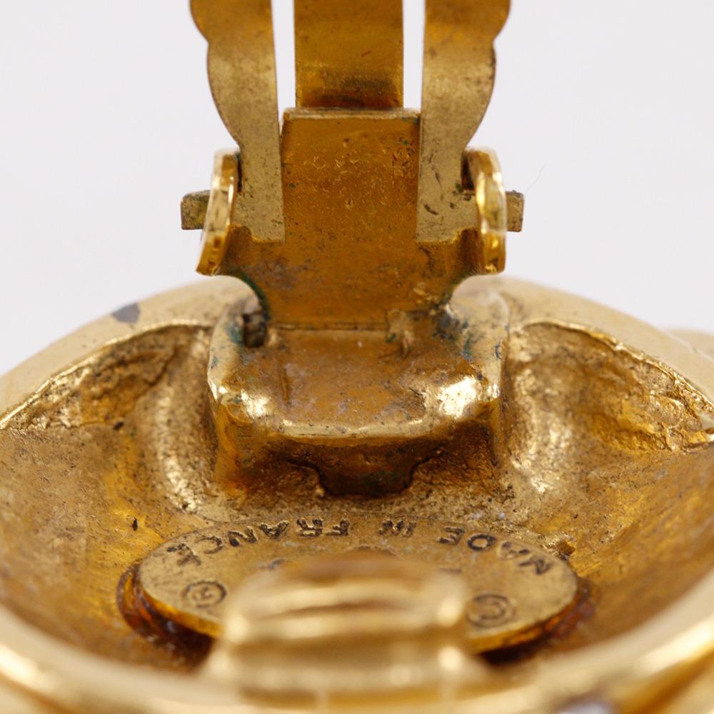 Chanel Серьга COCO Mark винтажная Позолоченное золото/Стразы 34,1 г Женская Б/У