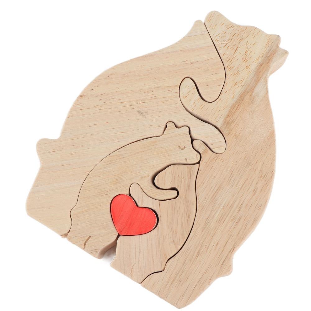 4.72x5.91x0.79in Beech Wood Bear Puzzle Ornament Cabinet Surface Layout Craft