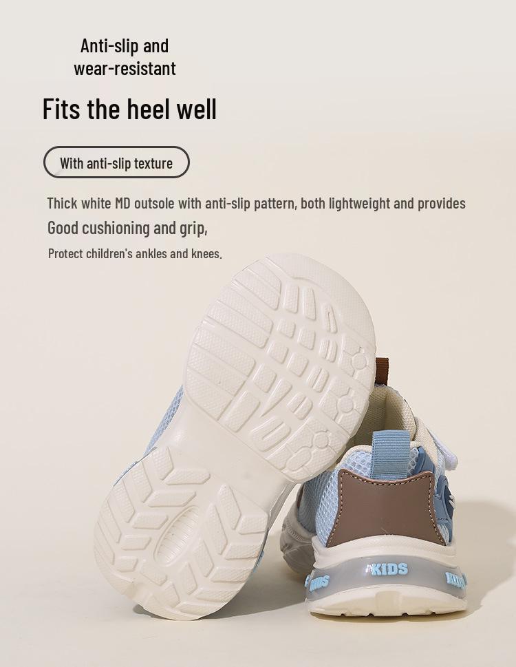 Spring Kids' Breathable Mesh Velcro Light-Up Shoes for Boys & Girls
