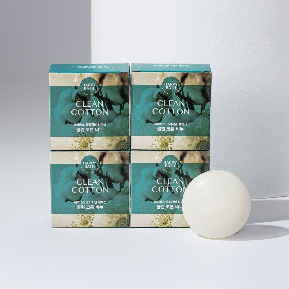 HAPPY BATH Original Collection Clean Cotton Soap 4 Pack