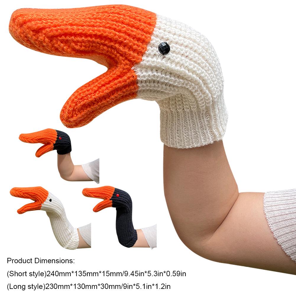 Вязаные перчатки унисекс в виде лебедя, морозостойкие перчатки Kawaii Swan, креативные вязаные перчатки с полным пальцем на осень и зиму