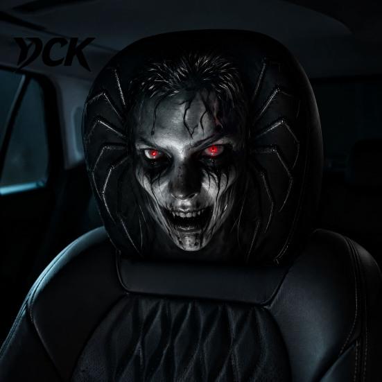 Removable Headrest Protector Universal Car Cover, Scary Face Protective Seat Cover for Most Vehicles, Easy to Install Automotive Interior Accessories