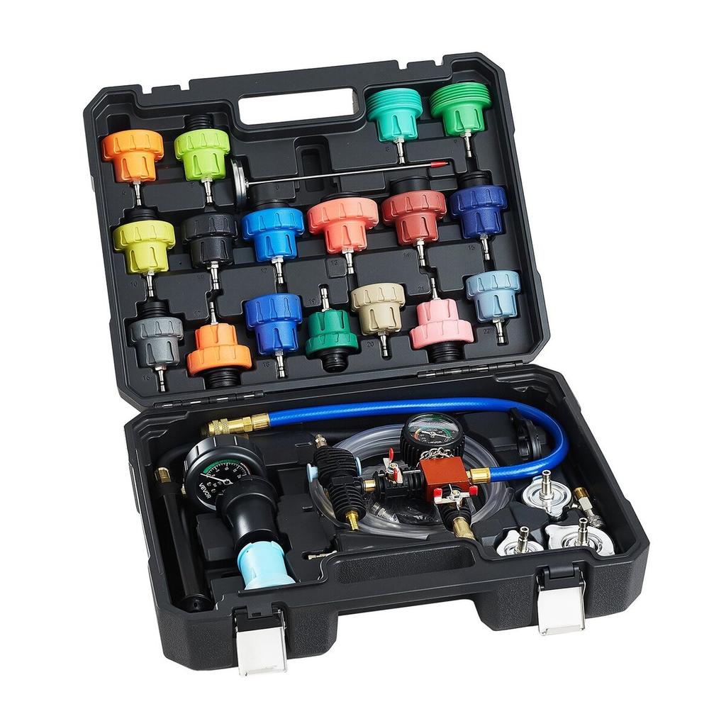 Coolant Pressure Tester Kit, 47Pcs Radiator Vacuum Refill Kit with 3 Metal Adapters, Universal Fit, Automotive Cooling System Pressure Tester Tool,