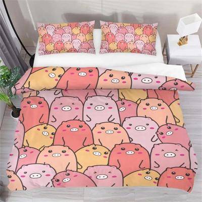Мультяшный милый поросенок пододеяльник комплект постельного белья Kawaii Animal комплект постельного белья King Microfiber Farmhouse Wildlife Theme одеяло чехол наволочка