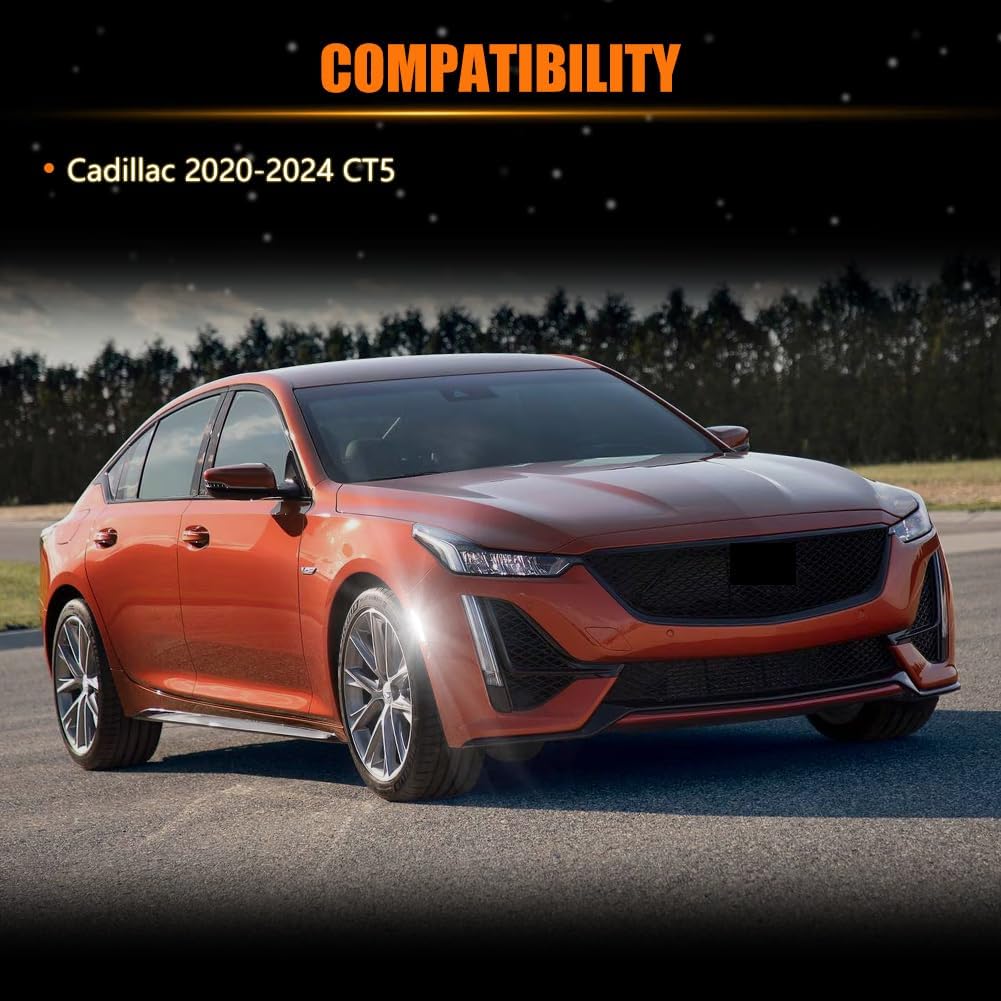 LED Front Side Marker Lights Assembly for Cadi-llac 2020 2021 2022 2023 2024 CT5 Front Bumper Marker Signal Lamps, Replace OEM Smoked Lens White LED