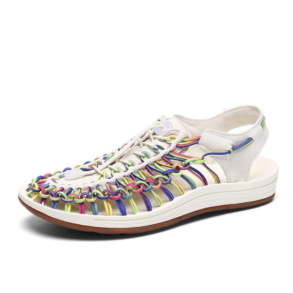 2025 Foreign Trade Men's New New Color Woven Sandals Fashionable Casual Couple Sandals Comfortable and Breathable Outdoor Sandals