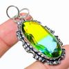 Natural Bi-Color Tourmaline Gemstone 925 Sterling Silver Pendant 2.25" P9h42