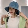 Denim Fisherman Hat Retro Style Unisex Sun Protection Basin Hat Flat Top Short Brim Solid Color Thin Bucket Hat