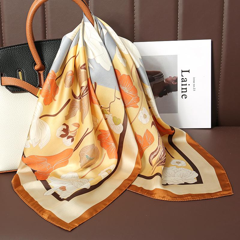 Роскошные повязки для волос хиджаб квадратный шелковый шарф для женщин шейный платок женский атласный платок лента повязка на голову модные обертывания бандана