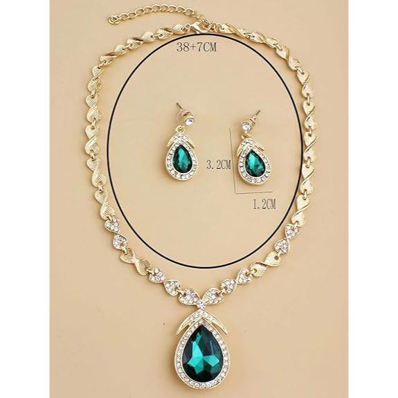 Новейший стильный дизайн, необычное хрустальное ожерелье, комплект украшений для женщин (15221с) (зеленый)