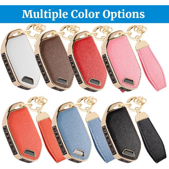 for KIA Key fob cover, Telluride Sorento Sportage, Leather, Pink | Soft TPU, Keychain, Full Protection, For Telluride Sorento X-Line K4/K5 GT-Line