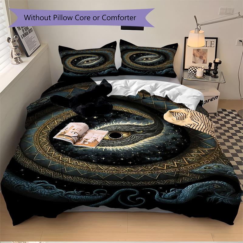 3pc Serpent Universe Cover Set - 1 Quilt Cover + 2 Pillowcases, All Seasons Bedroom Setting, Perfect for Home078