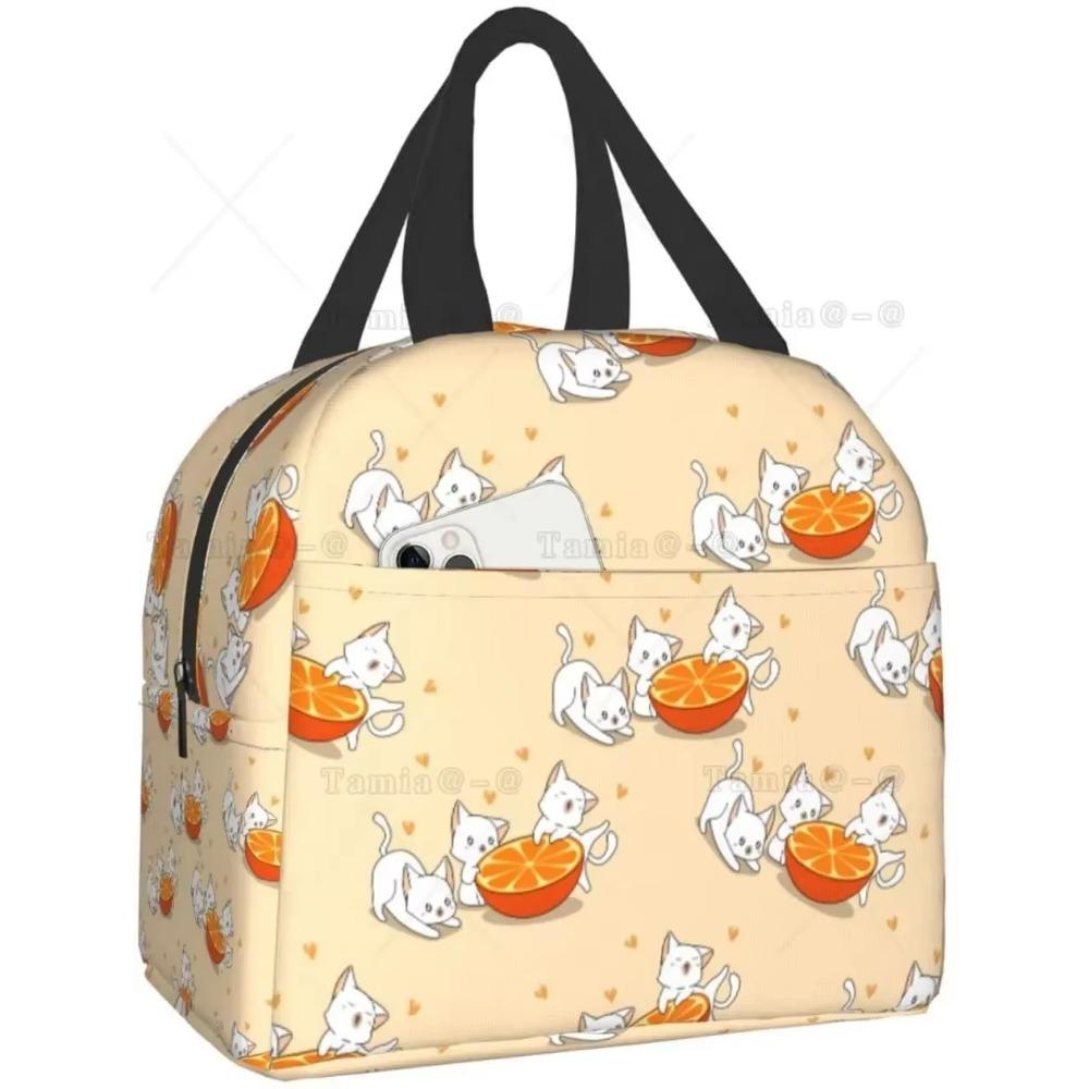 Изолированная сумка для ланча Cat, многоразовая термосумка-холодильник с передним карманом для женщин и мужчин, для путешествий, работы, походов, пикника, ланч-бокса
