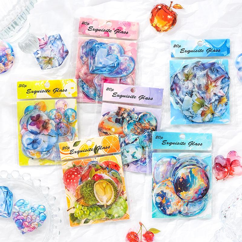 20Sheets Cute Cartoon Fruit Drifting Bottle Sticker Waterproof PET Stickers School Supplies Diary Decoration Stationery Stickers