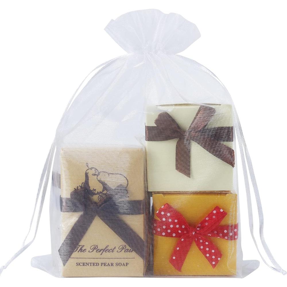 10/50/100 шт. румяно-розовые мешочки из органзы, большие, 6 x 9 дюймов, подарочные мешочки с завязкой, сетчатые мешочки для вечеринок на Рождество, свадьбу, детский душ