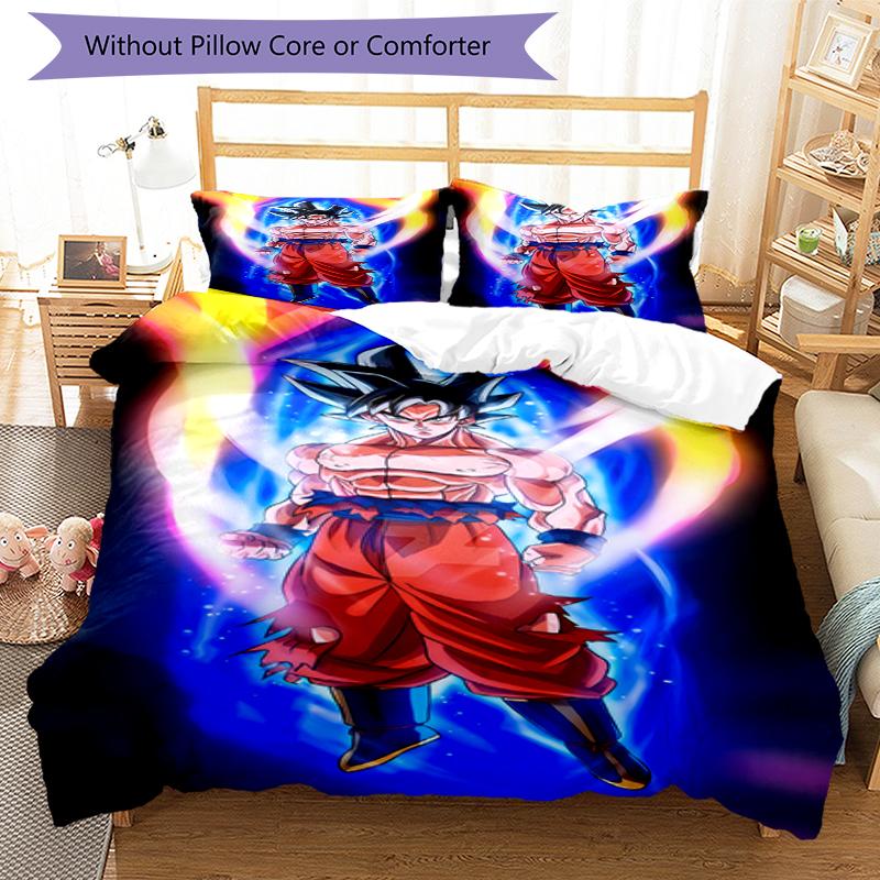 3pcs Dragon Ball Bedding Set Duvet Cover Closure Includes 1 Duvet Cover & 2 Pillowcases, Soft and Comfortable for All Seasons.
