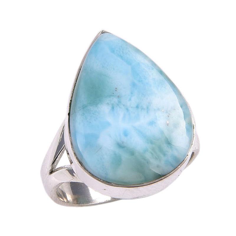 Подарочное кольцо из натурального стерлингового серебра 925 пробы с драгоценным камнем Ларимар S.6 q0o74