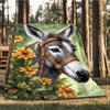 1pc Donkey Headgear Print Outdoor Blanket, Lightweight Polyester,