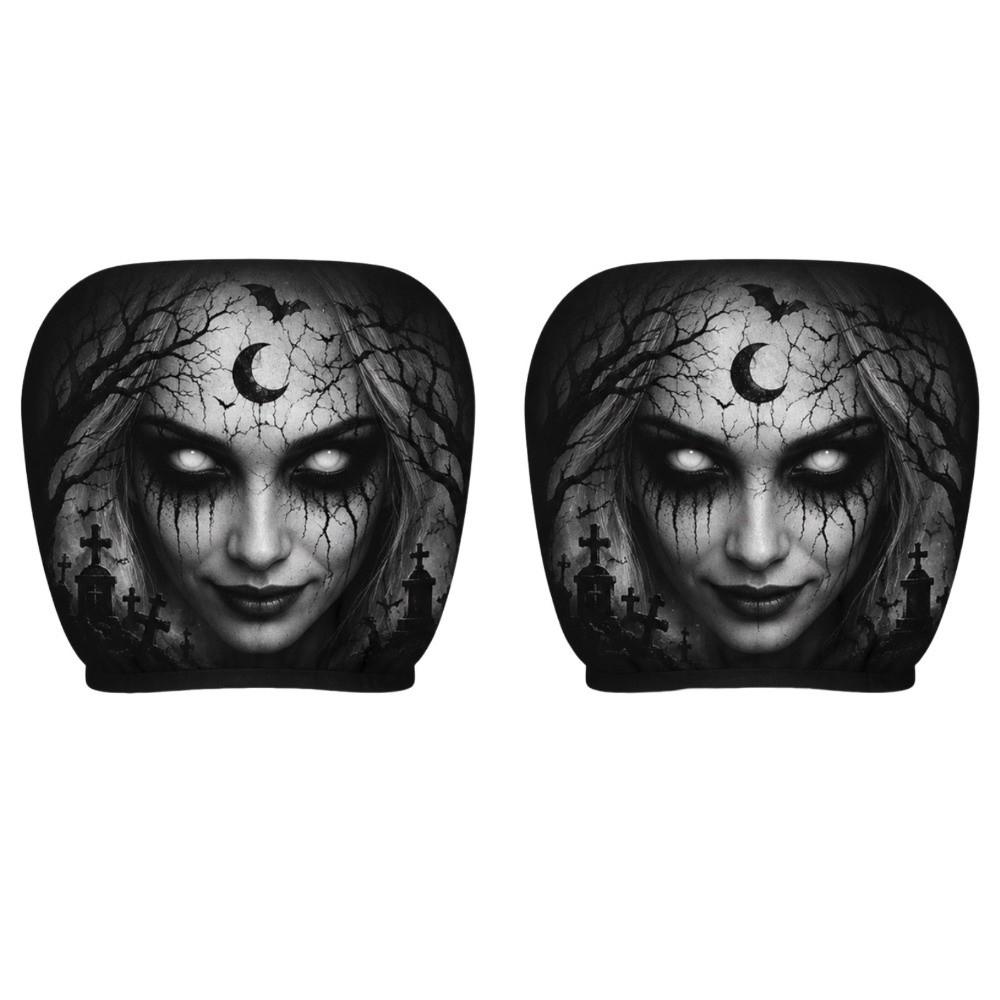 2Pcs Scary Face Printing Car Headrest Cover Car Headrest Protector Auto Interior Accessories