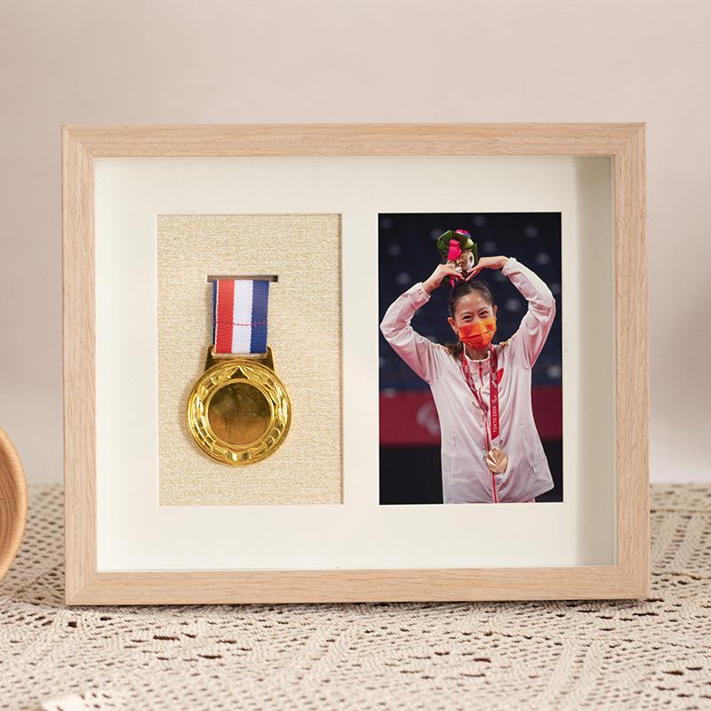 Wooden Medal Frame & Display: Marathon Tag Holder and Decorative Picture Frame
