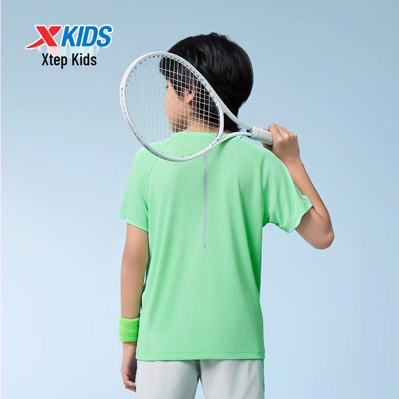 XTEP Kids' Breathable Quick-Dry Gradient Print Short Sleeve Knit Shirt