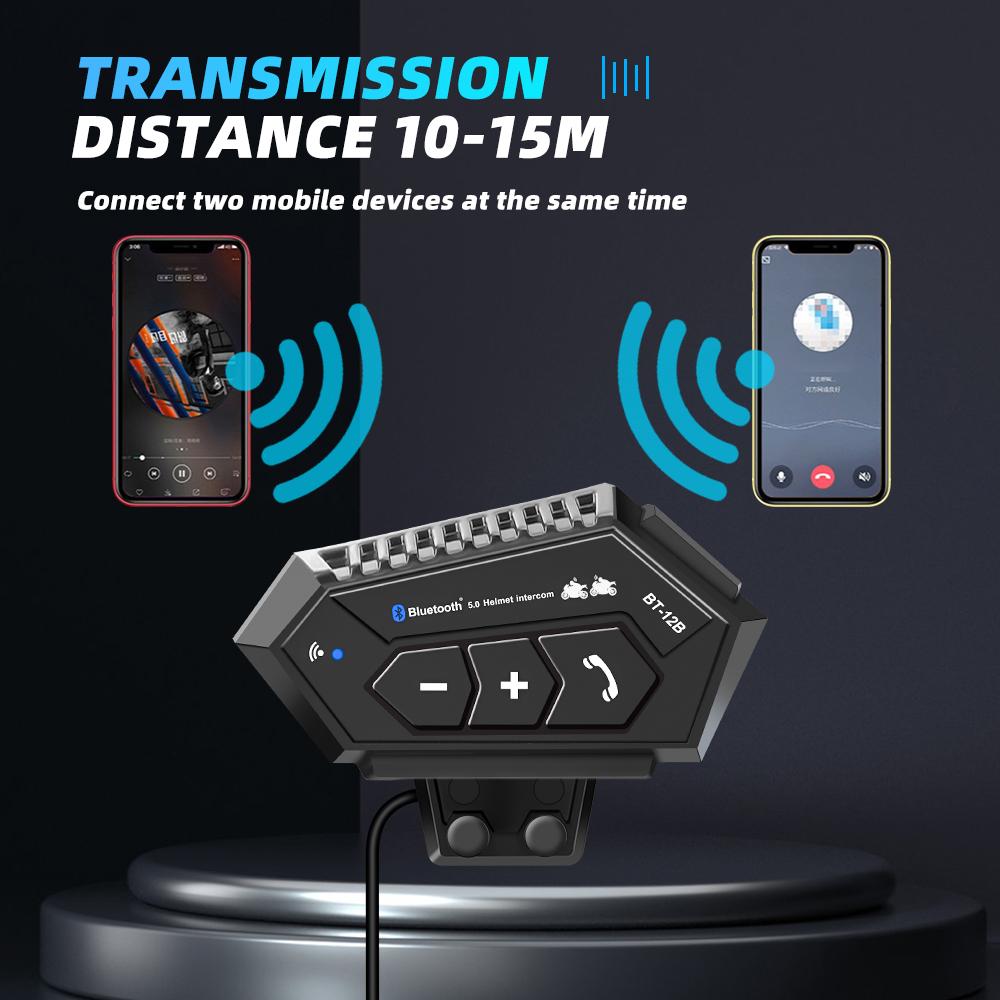 Music Interphone Bluetooth 5.0 Motorcycle Helmet Intercom Headset Waterproof 300m Intercomunicador Speaker Earphone