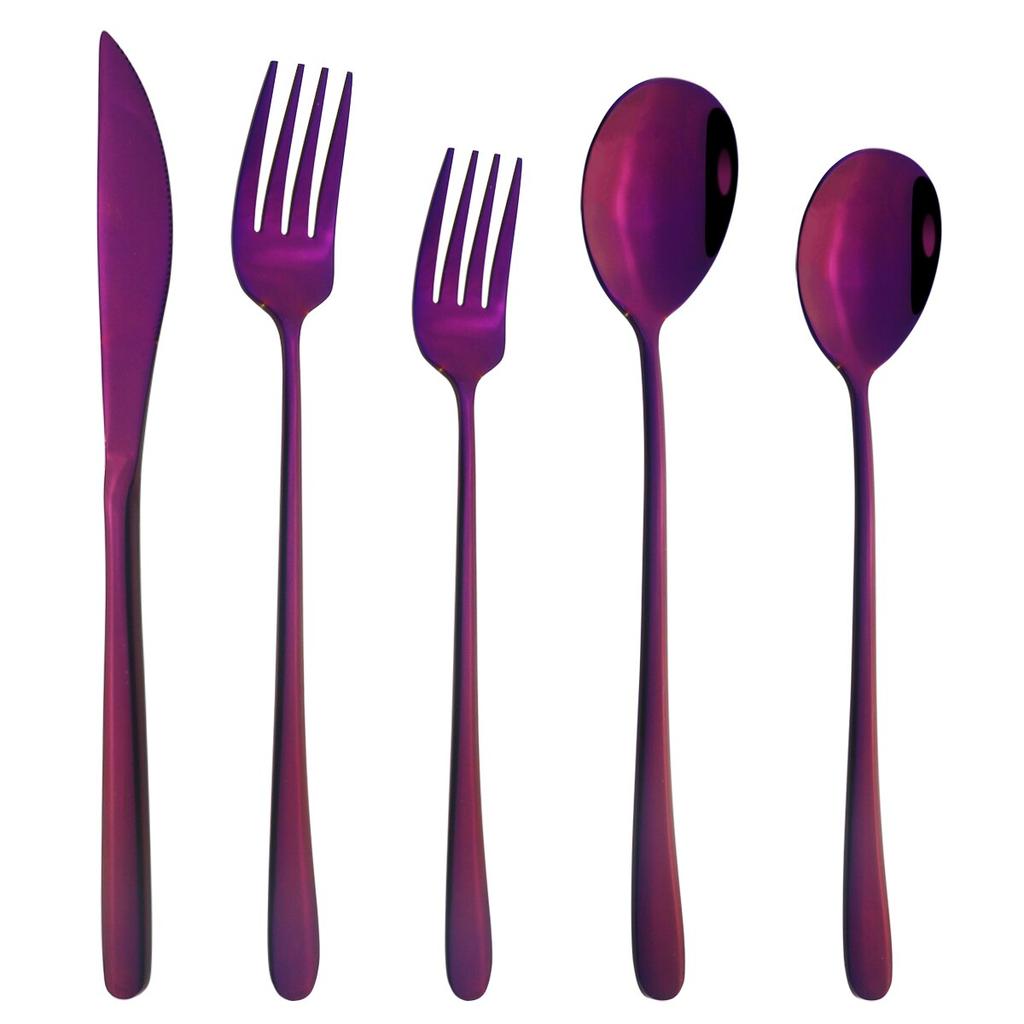 5/10/20 Pcs Colorful Dinnerware Cutlery Set 304 Stainless Steel Flatware Set Mirror Knife Fork Spoon Tableware Set Kitchen Silverware