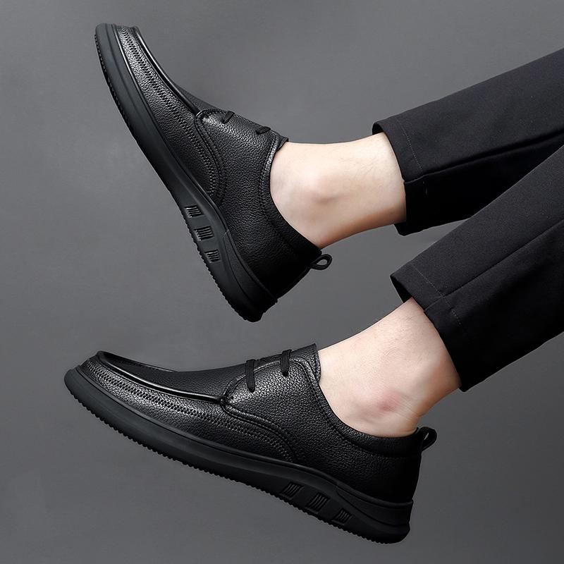 Genuine Leather Shoes Men Cow Leather Mens Casual Shoes Black Brown Plus Size Wedding Party Dress Shoes