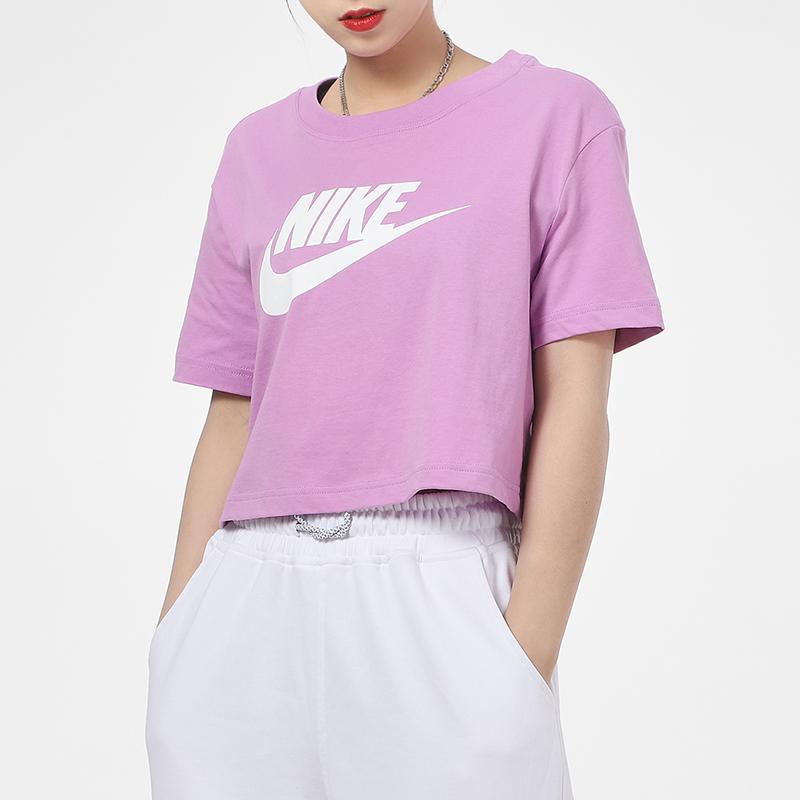 Nike Спортивная одежда Essential укороченная повседневная футболка с коротким рукавом женские топы фиолетовые BV6176-591