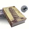 Paris Themed Book Safety Box with Lock, Multi-purpose Concealed Diversion Metal Storage Box, Fake Book Money Box Savings Can, Used for Coins, Jewelry