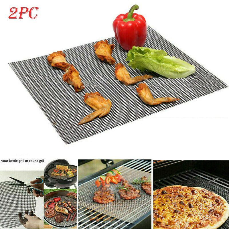Высококачественный тефлоновый коврик для гриля с антипригарным покрытием, сетка для барбекю, 2 шт. для легкой готовки
