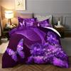 3D Dreamy Night Galaxy Purple Butterfly Printed Purple Flying Duvet Cover Bedding Set for Kids Girls Teens Adults 3 Duvet Cover