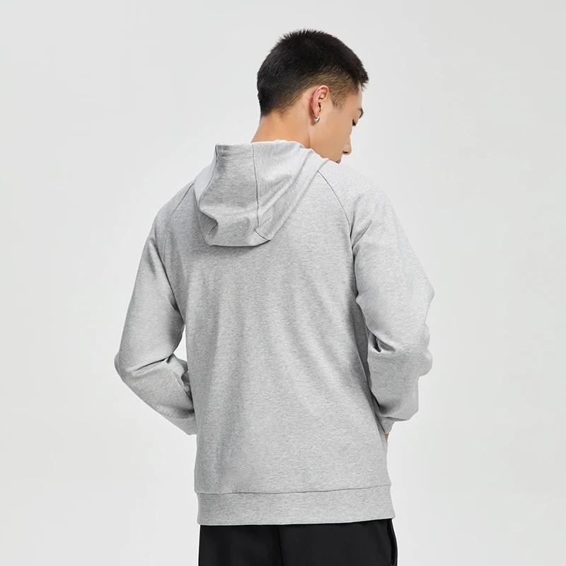 Li-Ning Повседневная спортивная куртка Wade Series с капюшоном и длинными рукавами на молнии, мужская куртка, цвет: серый, кирпично-серый AWDR429-4