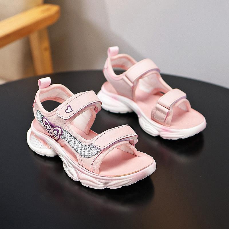 28-38 Детские летние большие легкие дышащие модные сандалии для девочек пляжная обувь