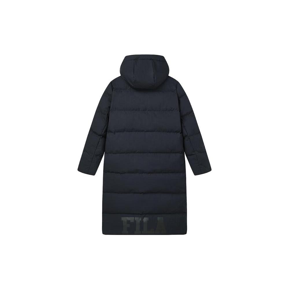 Fila Черная удлиненная пуховая куртка с капюшоном и принтом F51U349902F-BK