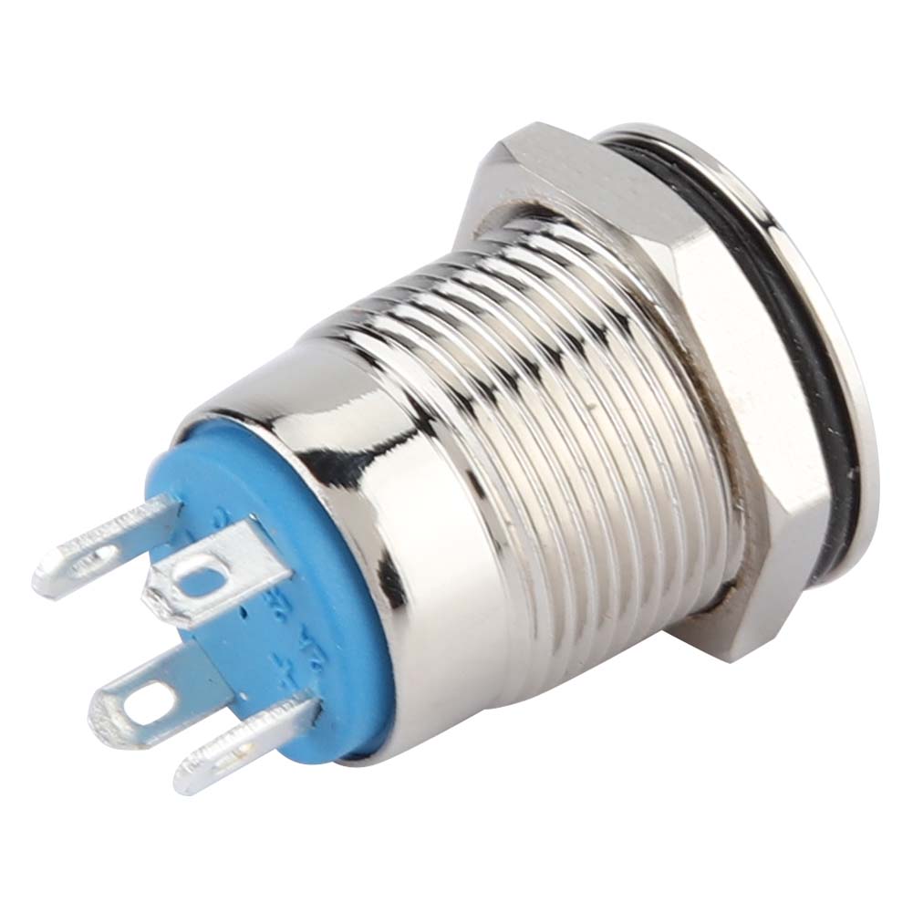 50pcs 12mm Metal Momentary Push Button Switch Auto Reset Flat Head 24V LED Light 4 Pin (Green)