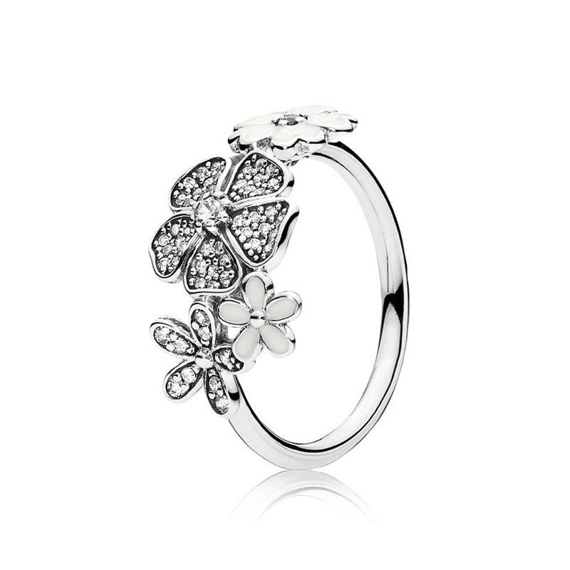 925 Sterling Silver Man-eating Flower Rose Four-leaf Clover Ring for Women Jewelry Open Design Wedding Party Fashion Gift