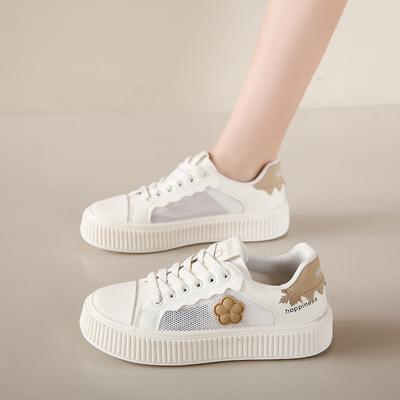 CRLAYDK женские летние сетчатые кроссовки для скейтбординга с цветочным принтом, белые удобные кроссовки, модные повседневные туфли на шнуровке, симпатичные низкие кроссовки для ходьбы и тенниса