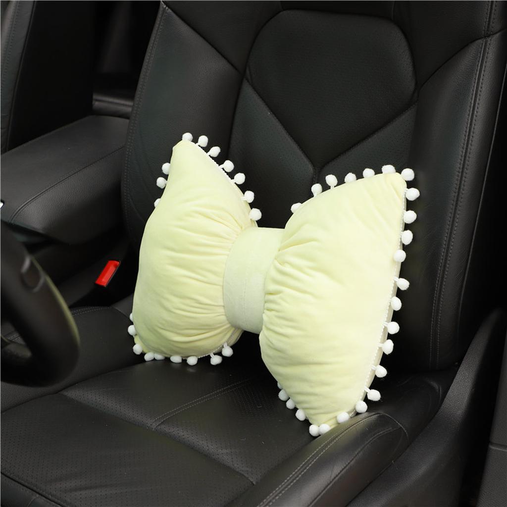 Butterfly Knot Car Neck Pillow And Lumbar Support Cushion Set Plush Bowknot Headrest Pillow Waist Support Charm Colorful C